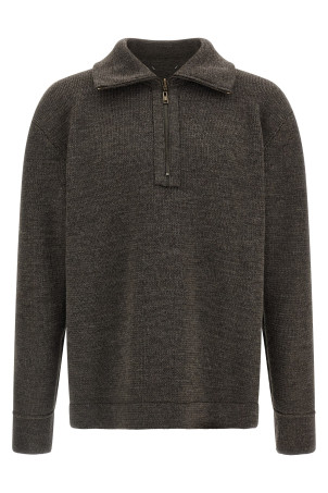 'Elbow Patch Quarter-Zip ' reversible sweater Gray