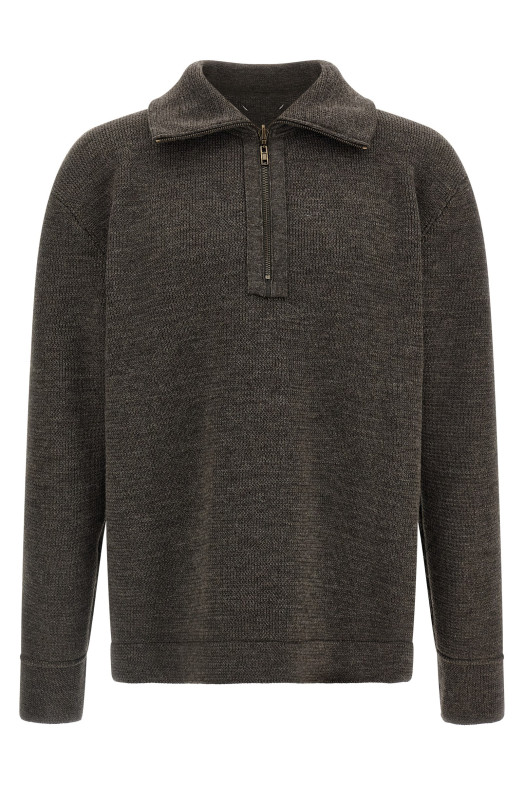 'Elbow Patch Quarter-Zip ' reversible sweater Gray