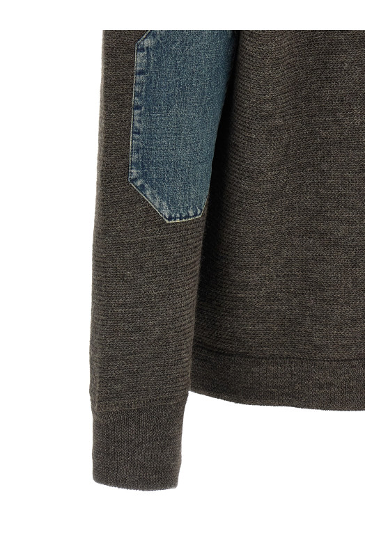 'Elbow Patch Quarter-Zip ' reversible sweater Gray