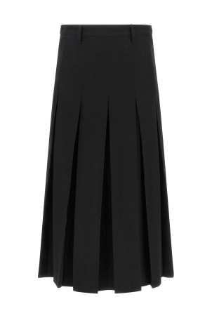 Overlapping pleated skirt Black