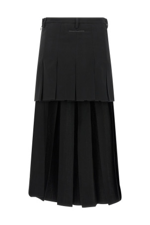 Overlapping pleated skirt Black