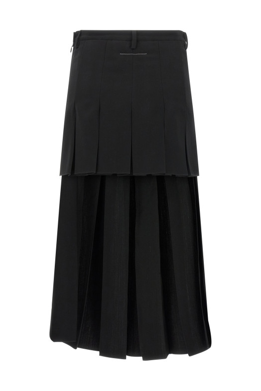 Overlapping pleated skirt Black