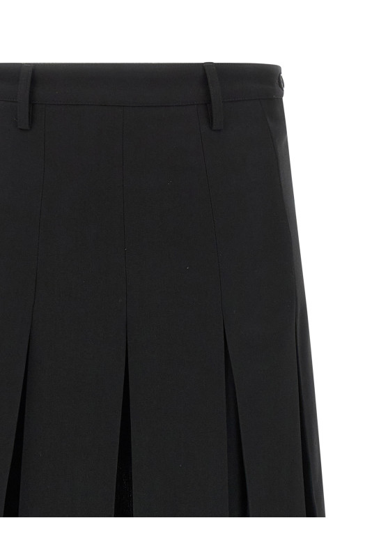 Overlapping pleated skirt Black