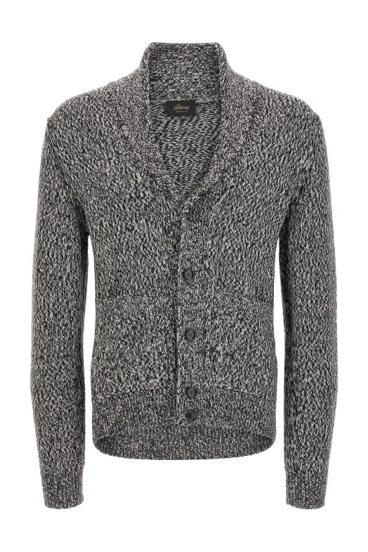 Shawl neck cardigan Black-grey
