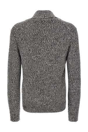 Shawl neck cardigan Black-grey