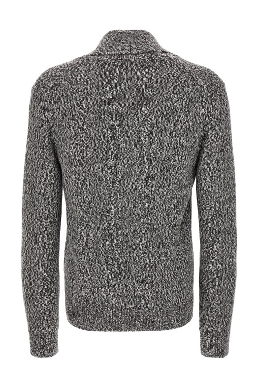 Shawl neck cardigan Black-grey