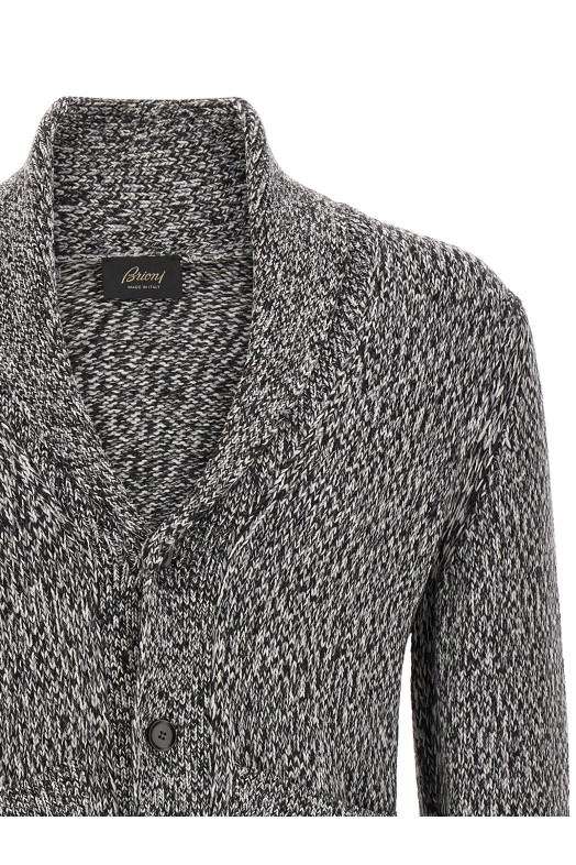 Shawl neck cardigan Black-grey