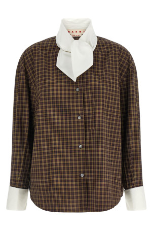 Scarf collar shirt Brown
