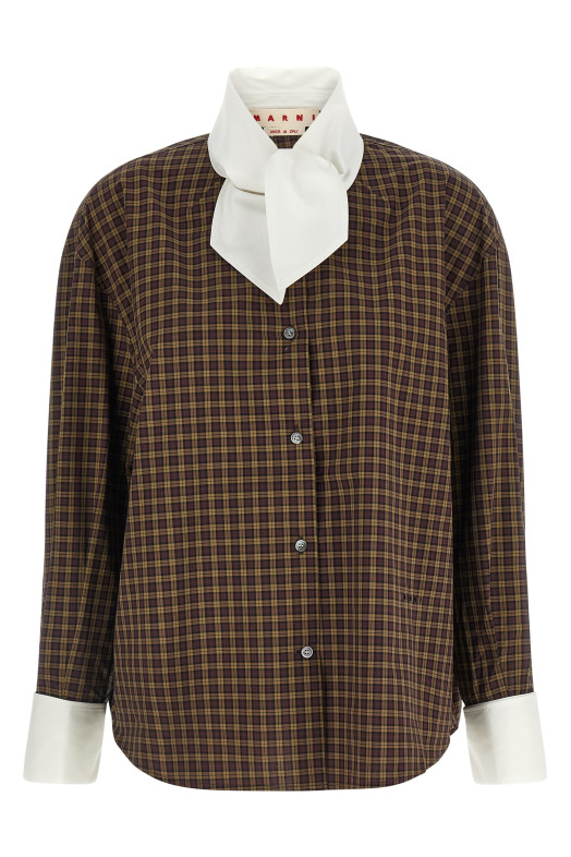 Scarf collar shirt Brown