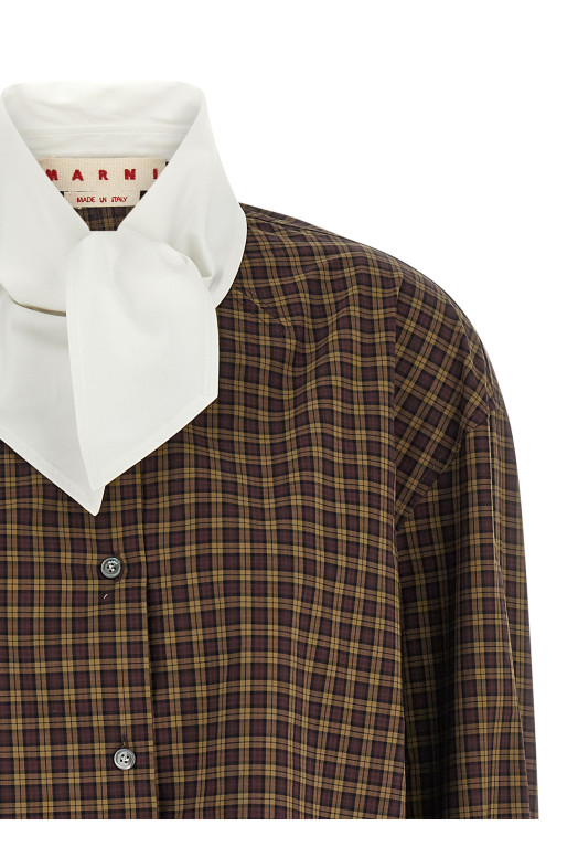 Scarf collar shirt Brown