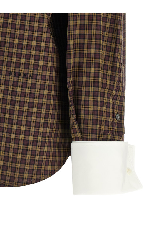 Scarf collar shirt Brown