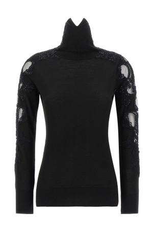 High neck with lace inserts Black
