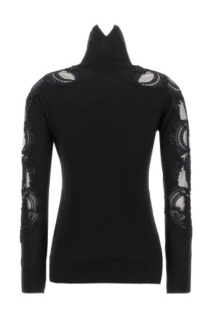 High neck with lace inserts Black