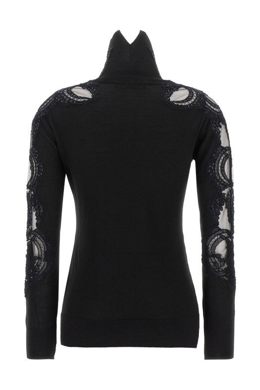 High neck with lace inserts Black
