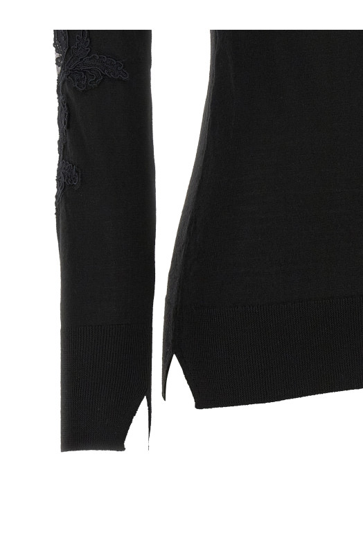 High neck with lace inserts Black