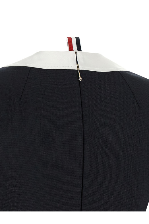 Платье-поло с интарсией и акцентом RWB, синее THOM BROWNE FDSF51CF1199415