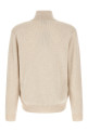 High neck sweater with zip Beige