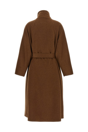 Double-breasted belted coat Brown