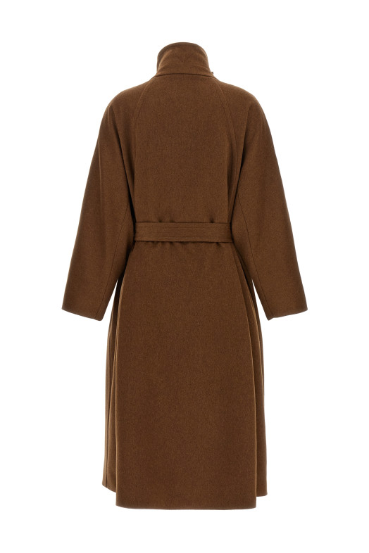Double-breasted belted coat Brown
