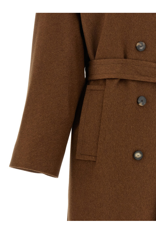 Double-breasted belted coat Brown
