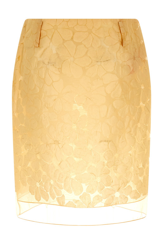 Straight skirt with floral pattern Yellow