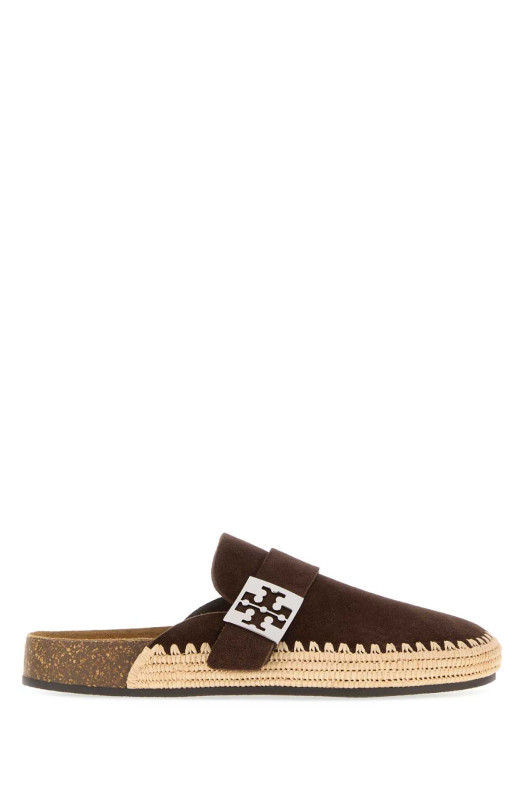 Brown suede Mellow slippers Blue TORY BURCH (182361)