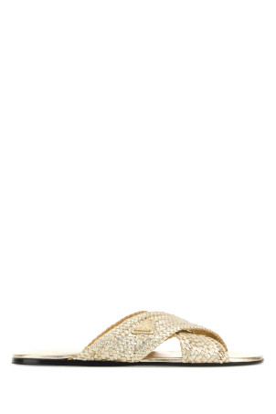 Gold leather slippers PRADA (1XX805F005034)