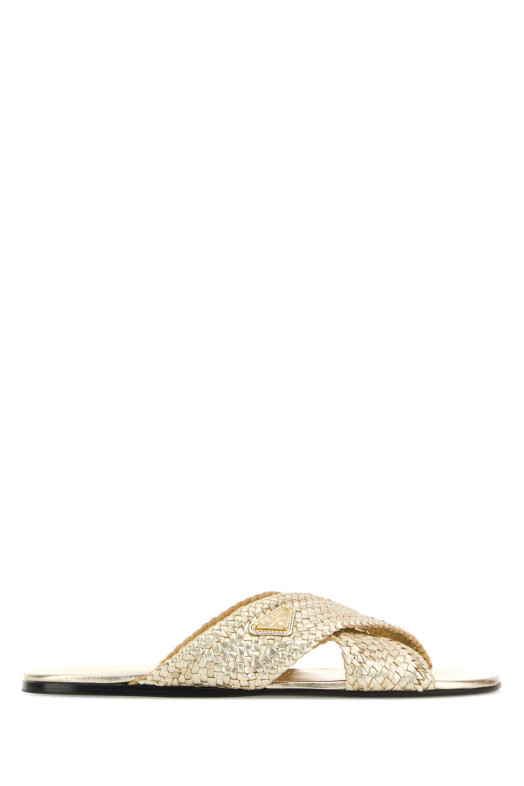 Gold leather slippers PRADA (1XX805F005034)
