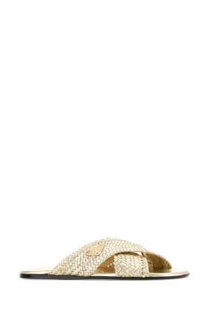 Gold leather slippers PRADA (1XX805F005034)