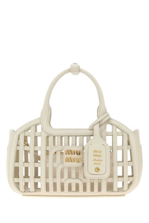 Chalk leather handbag MIU MIU (5BA2942IBE)