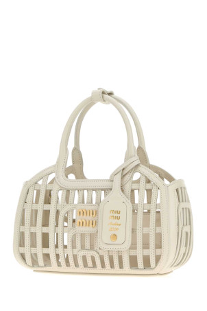 Chalk leather handbag MIU MIU (5BA2942IBE)
