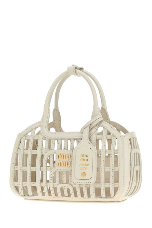 Chalk leather handbag MIU MIU (5BA2942IBE)