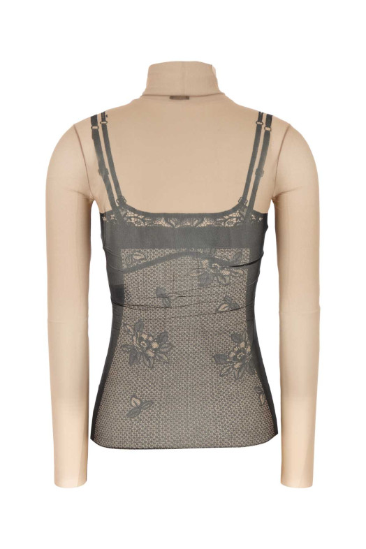 Printed stretch tulle top BALENCIAGA (8292144F4B4)