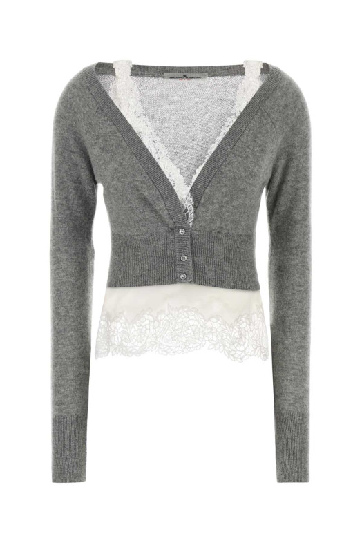 Grey cashmere cardigan ERMANNO SCERVINO (D492N300APPYU)