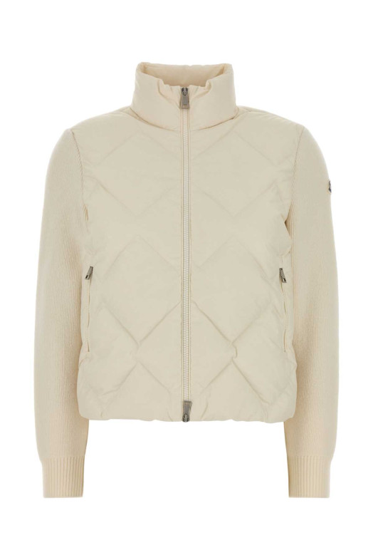 Ivory knit and polyester cardigan MONCLER (L20939B00041M4281)