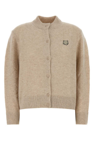 Melange beige wool cardigan MAISON KITSUNE (MRWKC01KT1006)