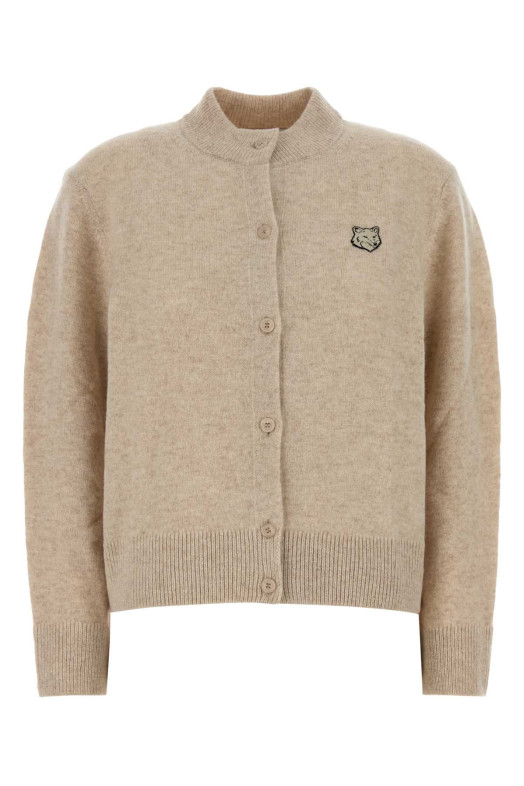 Melange beige wool cardigan MAISON KITSUNE (MRWKC01KT1006)