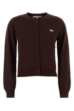 Chocolate wool cardigan MAISON KITSUNE (PW00502KT1181)