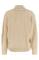Shawl neck ribbed sweater Beige