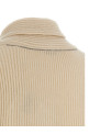 Shawl neck ribbed sweater Beige