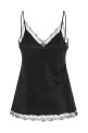Silk Lingerie Top with Lace Black