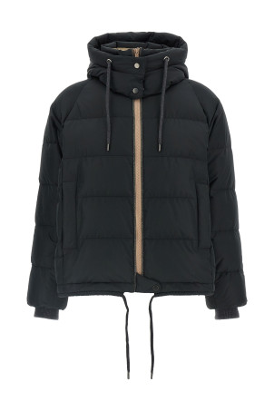 Down jacket with knit and jewel details Black