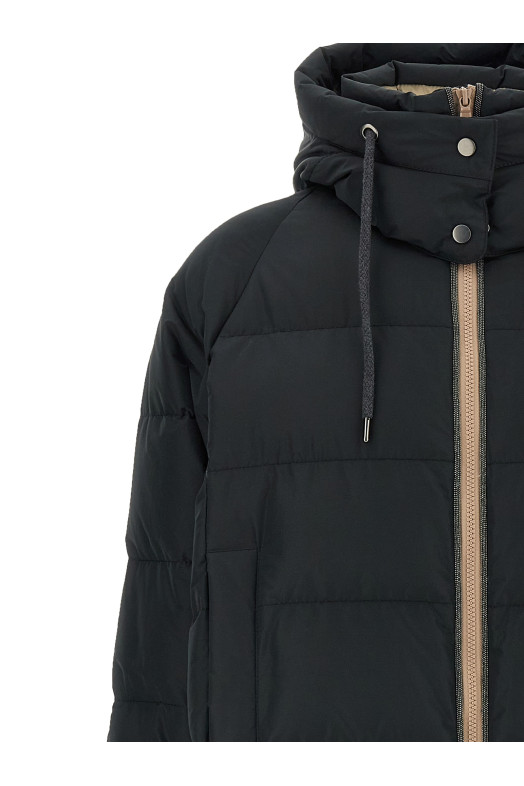 Down jacket with knit and jewel details Black