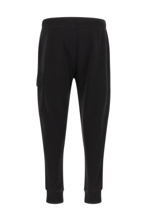 'Diagonal Raised Fleece' pants with Lens detail Black