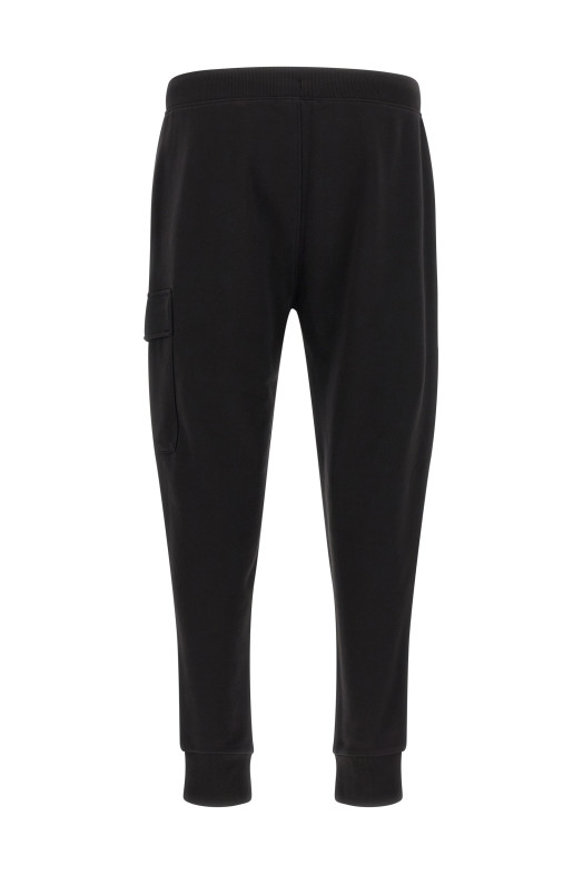 'Diagonal Raised Fleece' pants with Lens detail Black