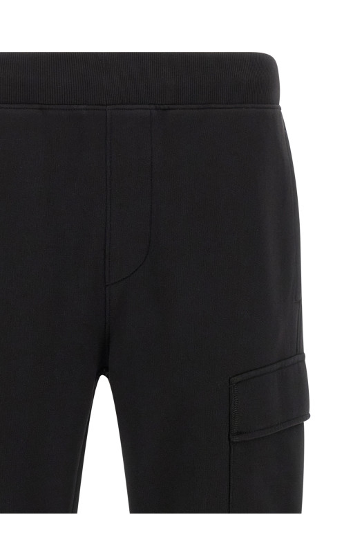 'Diagonal Raised Fleece' pants with Lens detail Black