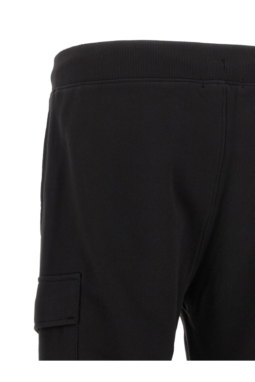 'Diagonal Raised Fleece' pants with Lens detail Black