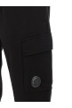 'Diagonal Raised Fleece' pants with Lens detail Black