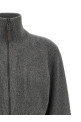 Кардиган с ребристой вязкой и кожаными вставками, серый BRUNELLO CUCINELLI M1E224716CZN54
