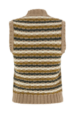 Shetland acquard knit vest Beige